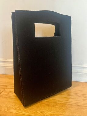 Black Felted Structured Handheld Tote Bag